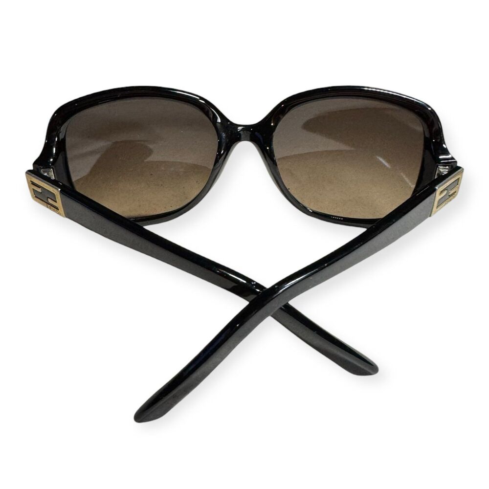 FENDI Oval Sunglasses FS5227 Gloss Black Frames Brown Lenses 56-15-130mm VTG - Picture 6 of 8